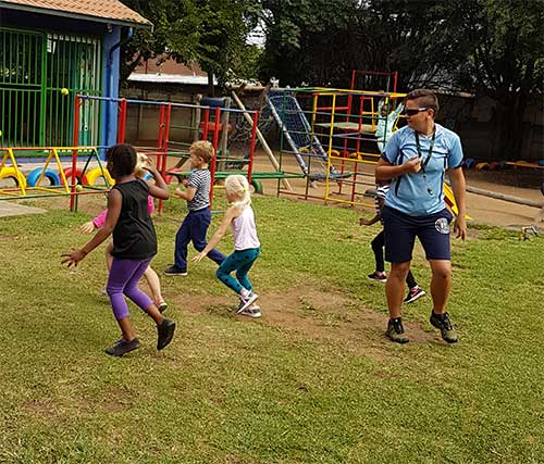 Practising our catching